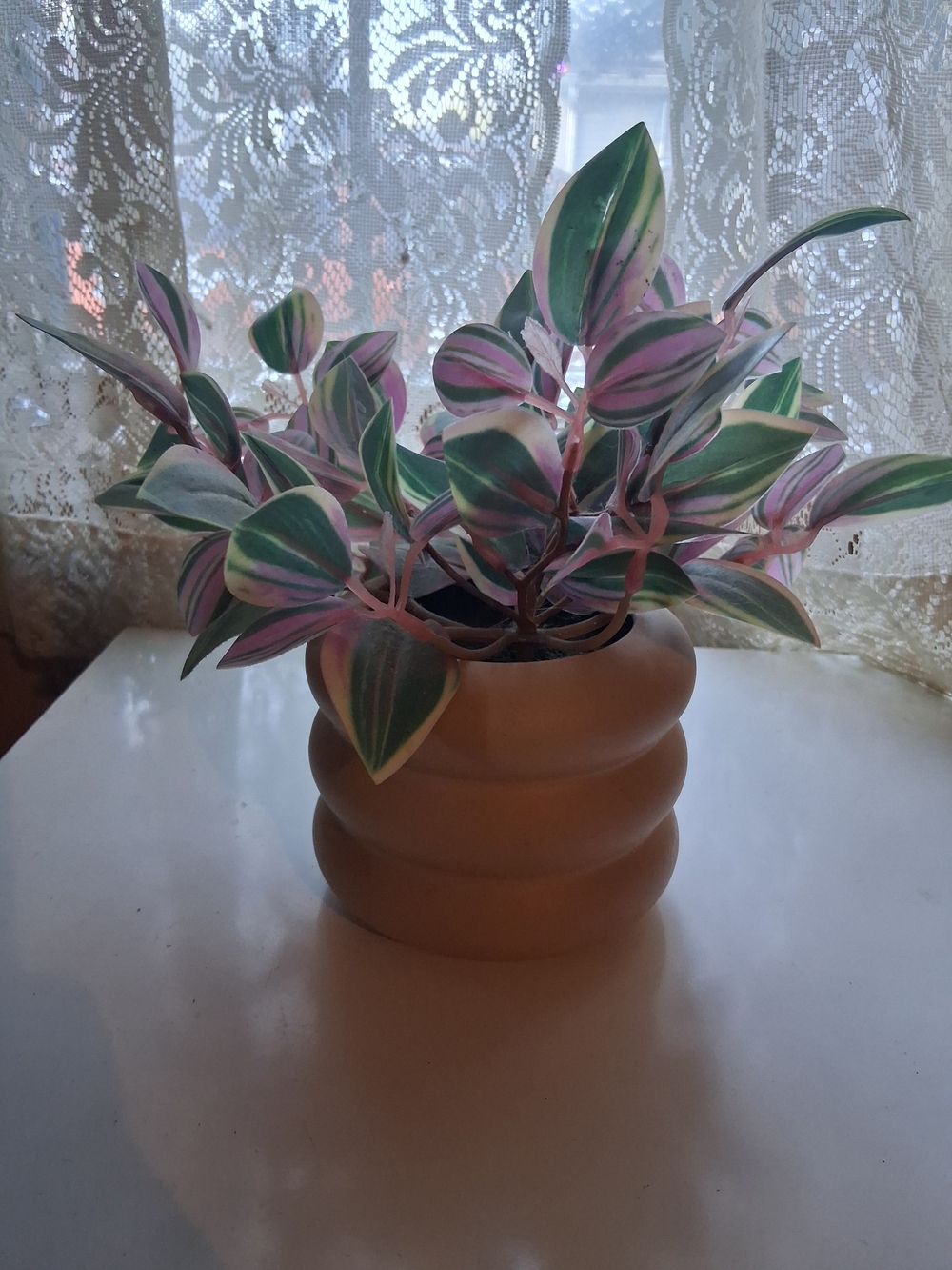 Mainstays Pink and Green Variegated Faux Potted Plant